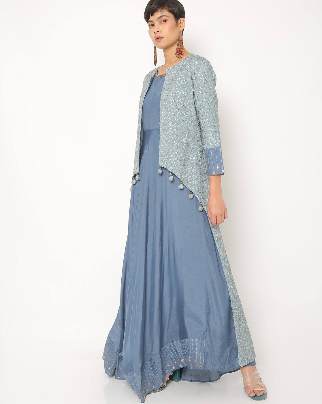 Amboise Gathered Flare Dress pearl blue Buy Blue Dresses