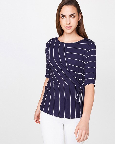 Striped Top with Tie-Up