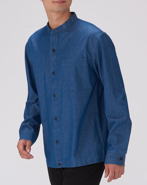 And other stories & organic cotton puff sleeve denim shirt in blue -  ShopStyle Tops