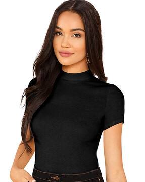 plain black fitted t shirt women's