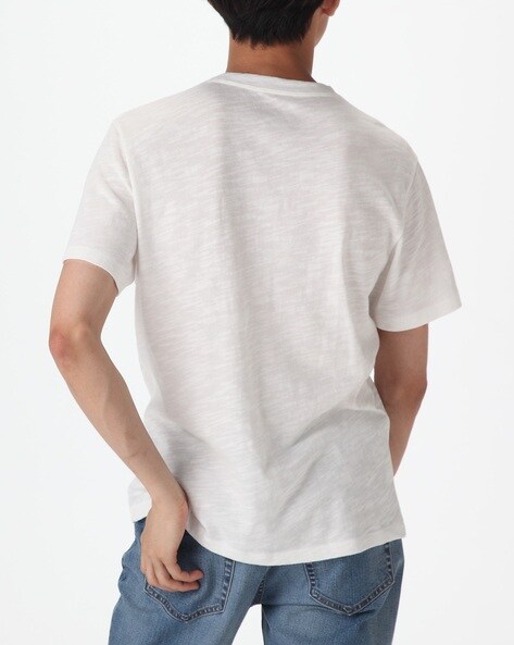 MUJI Men's Cool Touch Henley Neck Short Sleeve Woven T-Shirt