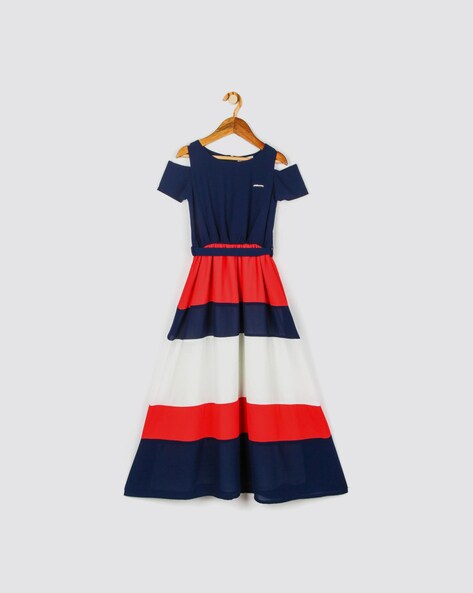 navy blue flare dress