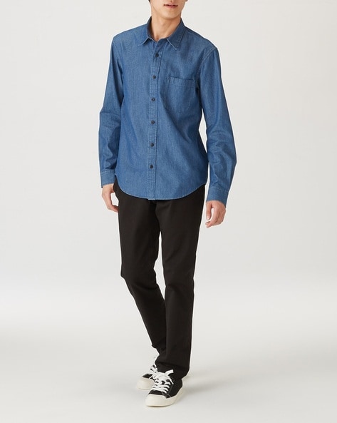 AGOLDE Camryn Dropped-Shoulder Relaxed-Fit Organic Cotton Denim Shirt in  Swing (med Vint Ind) | Endource