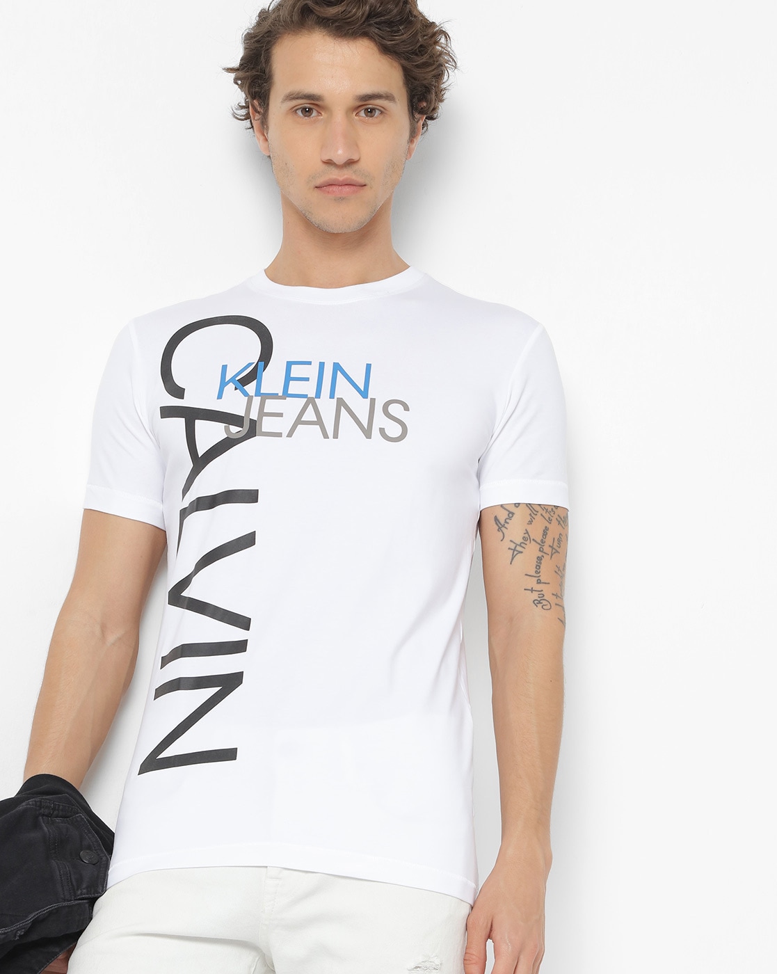 calvin klein slim fit white t shirt