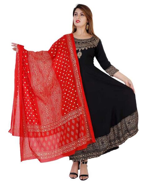 Printed Flared Kurta Set with Dupatta