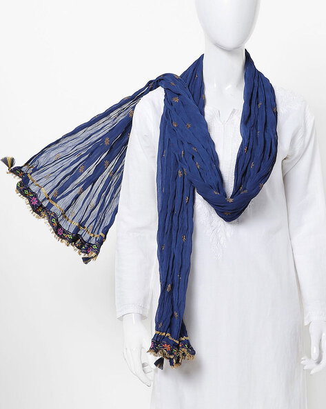 Crinkled Dupatta with Motifs Price in India