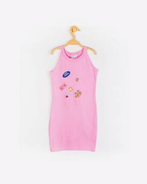 sleeveless eggshell pink shift dress