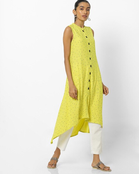 Floral Print Sleeveless A-line Kurta