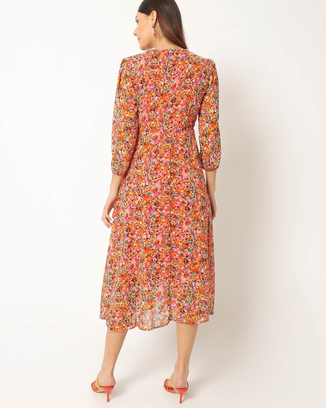 Buy HARPA Women Multicolor Floral Print Polyester Dress Online at Best  Prices in India - JioMart.