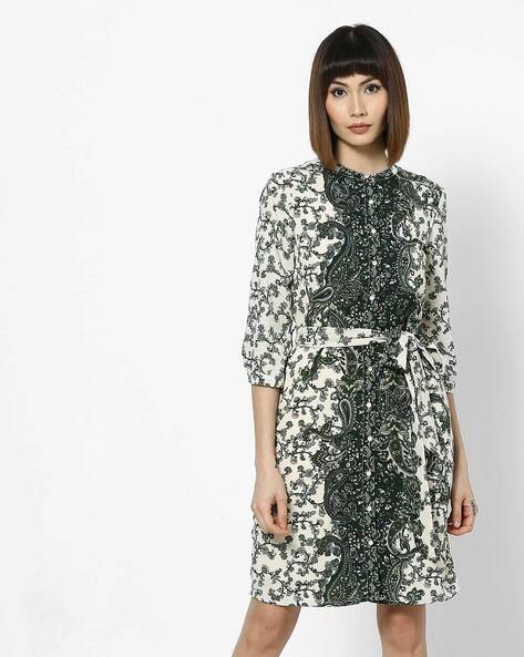 paisley print shirt dress