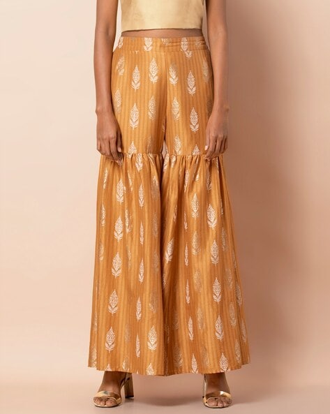 Buy Gold Pants for Women by Indya Online