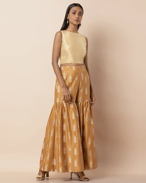 Amazon.com: Women's Indian Ethnic Orange Strappy Crop Top and Pants Set :  Clothing, Shoes & Jewelry