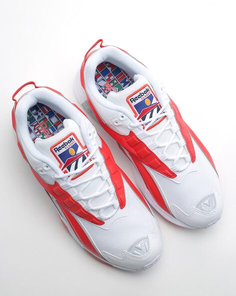 Reebok white and red cheap running shoes