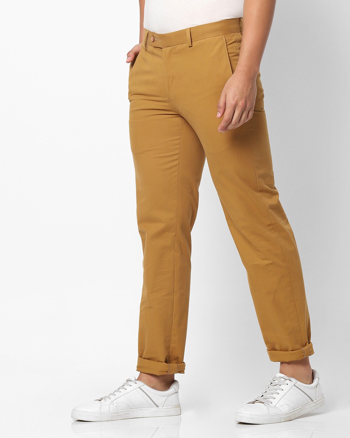 Buy COLOR PLUS Blue Structured Polyester Cotton Regular Fit Men's Trousers  | Shoppers Stop