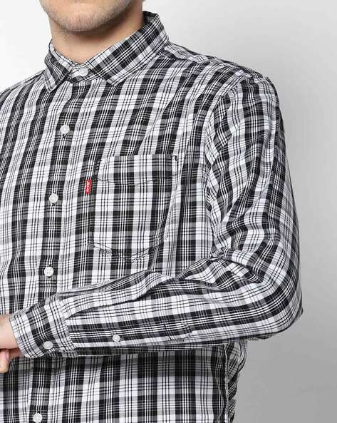 levi's black and white check shirt