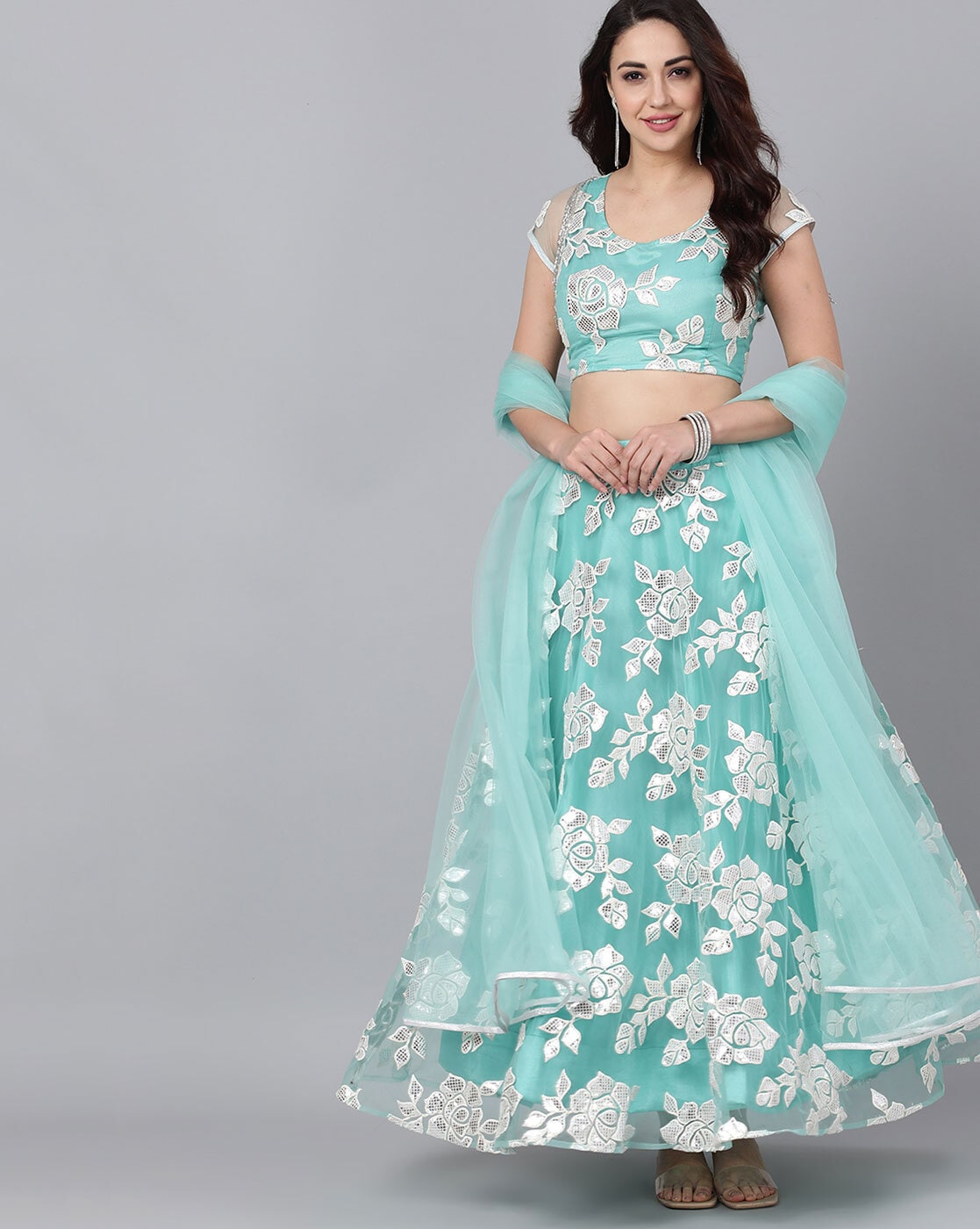 sea green lehenga choli