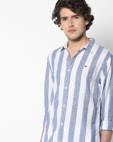 tommy hilfiger blue and white shirt