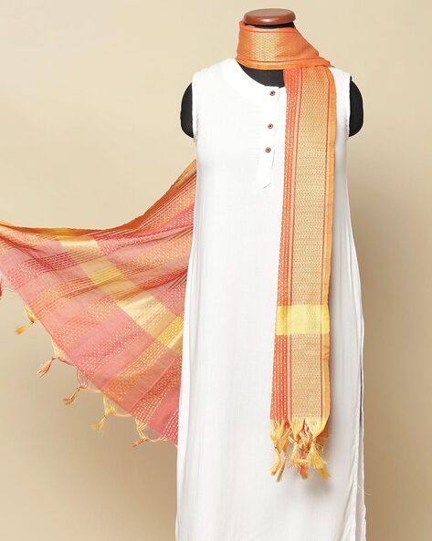 Striped South Silk Dupatta Price in India