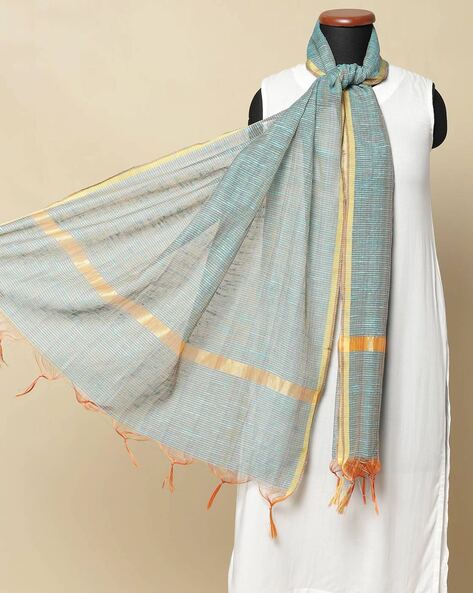 Striped South Silk Dupatta Price in India