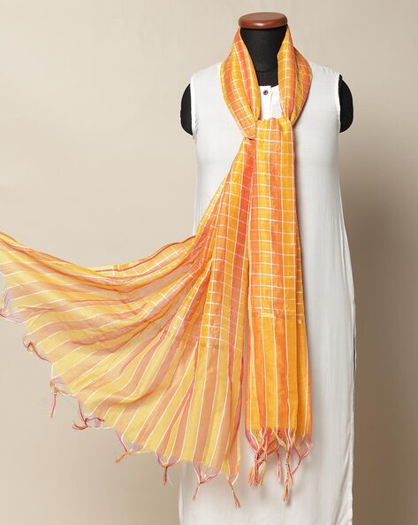 Checked South Silk Dupatta Price in India