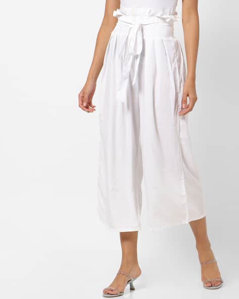 Bitterlime Paper-Bag Waist Culottes with Fabric Belt