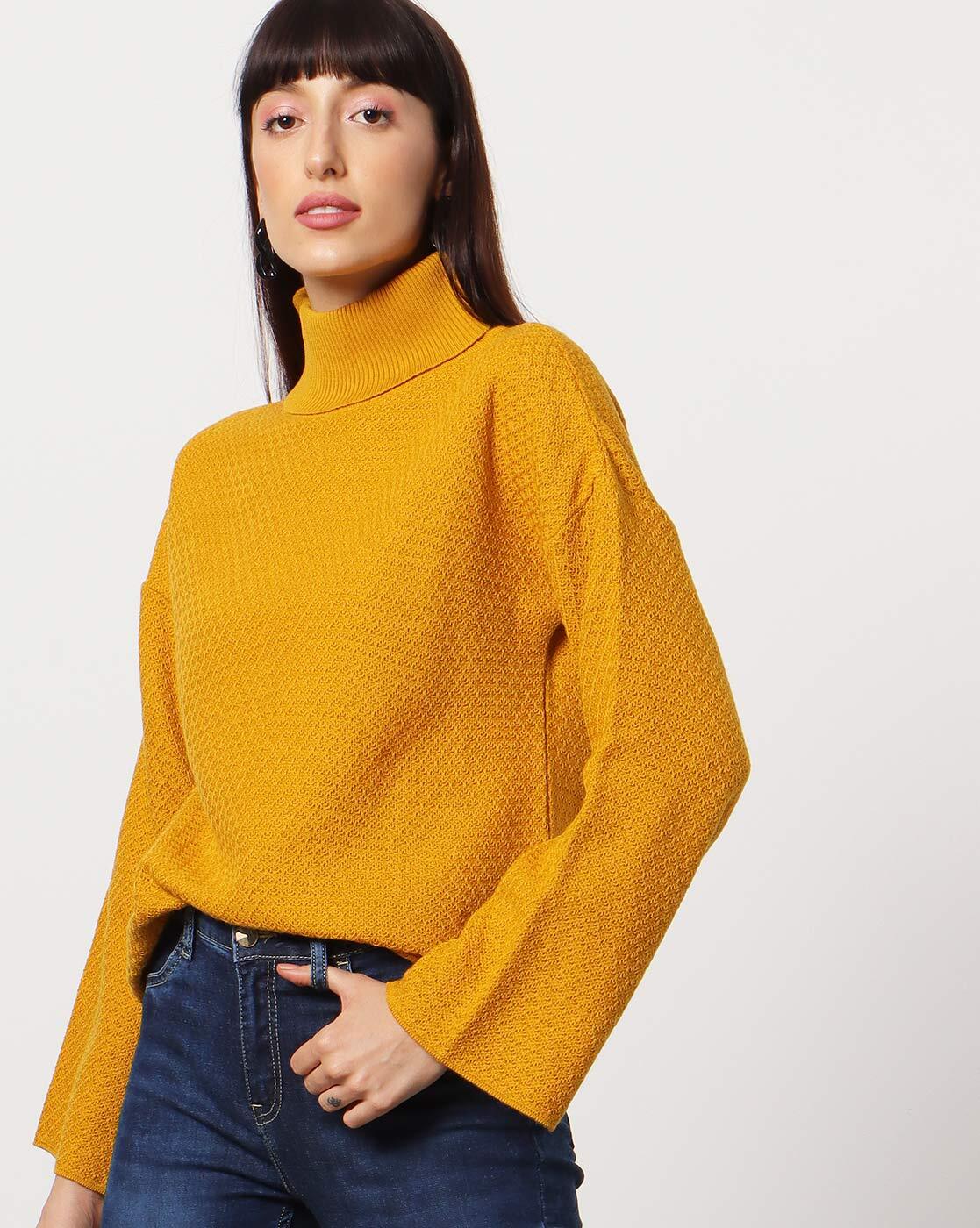 Mustard turtle 2024 neck jumper