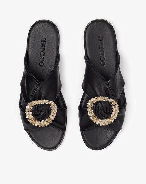 Buy Jimmy choo Neda Flat Nappa Leather Jewelled Crystal Buckle