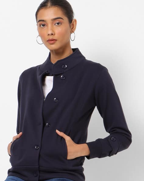 womens button down sweatshirt