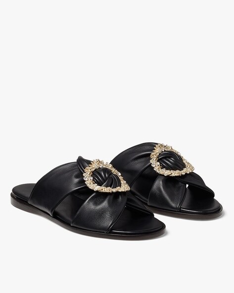 Buy Jimmy choo Neda Flat Nappa Leather Jewelled Crystal Buckle