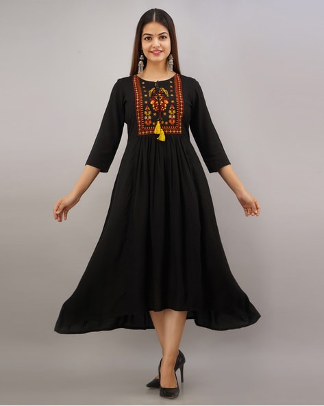 Floral Embroidered A-line Kurta