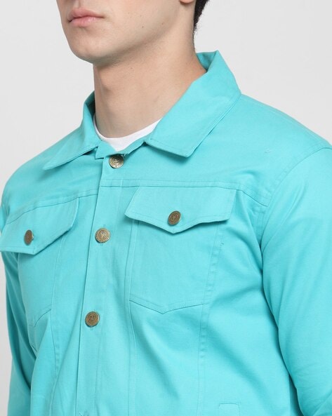 turquoise denim jacket mens