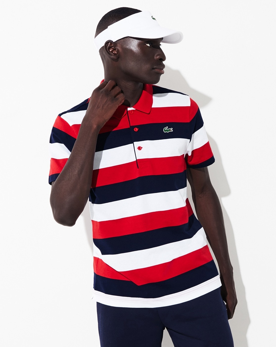 Striped lacoste outlet polo shirt