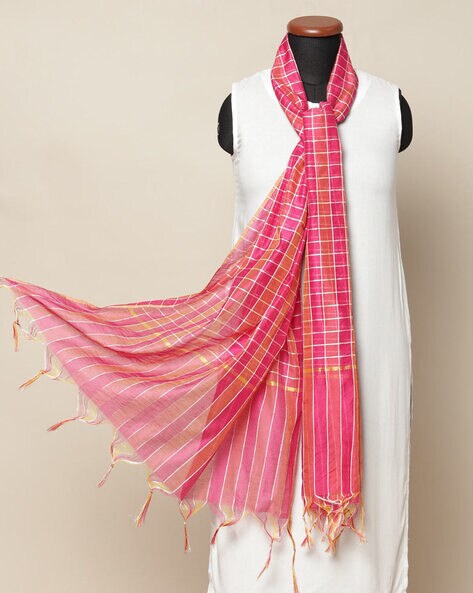 Checked South Silk Dupatta Price in India