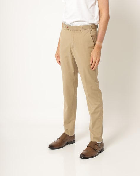 Buy Arrow Men Light Khaki Hudson Tailored Fit Twill Formal Trousers   NNNOWcom
