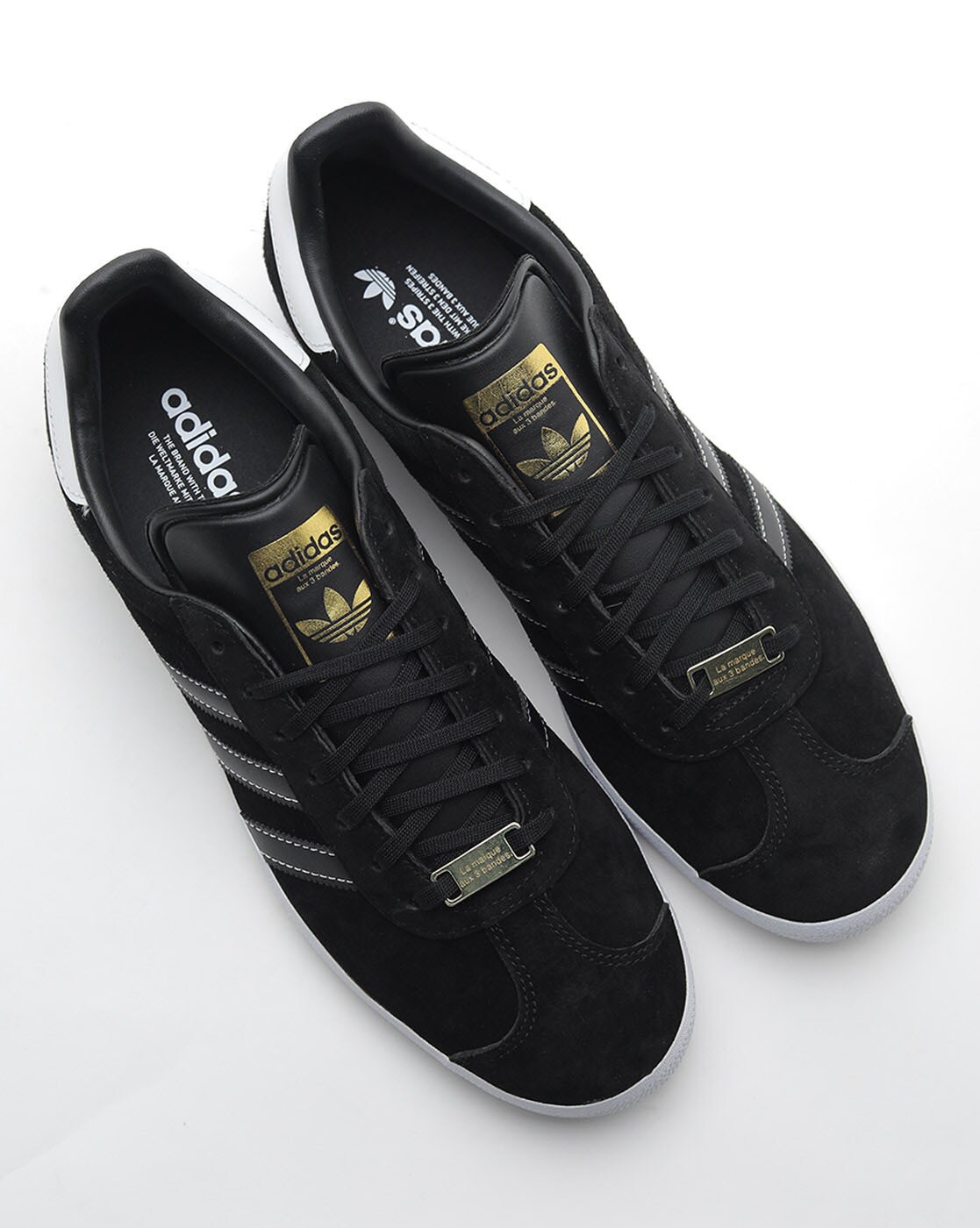 Gazelle Indoor leather-trimmed sneakers in black - Adidas