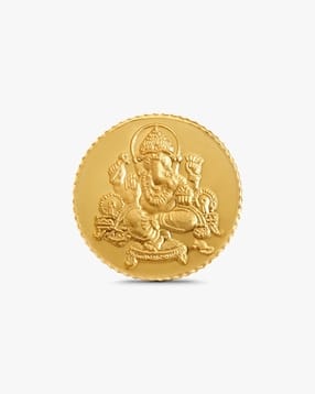 24 Kt (999) 5 GM Yellow Gold Lord Ganesh Coin-image-49