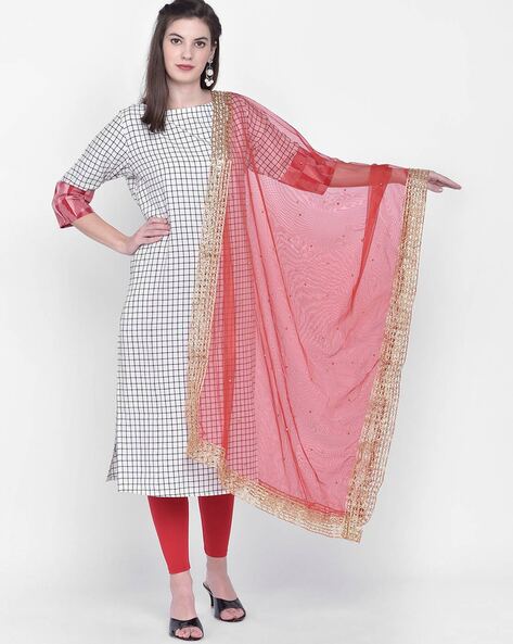Embellished Dupatta with Scalloped Hem Price in India