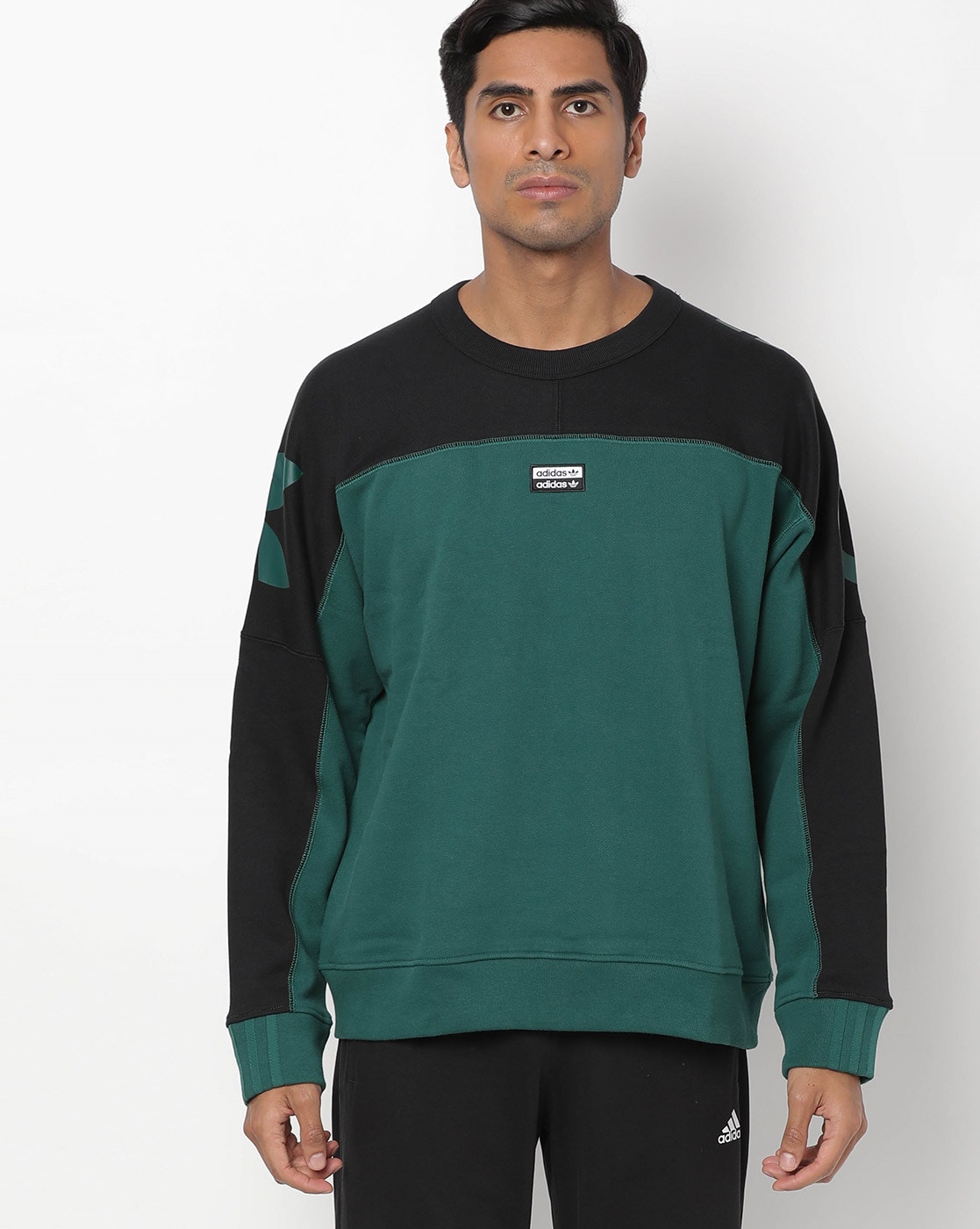 adidas green crew neck sweatshirt