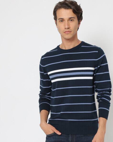 mens blue crew neck sweater
