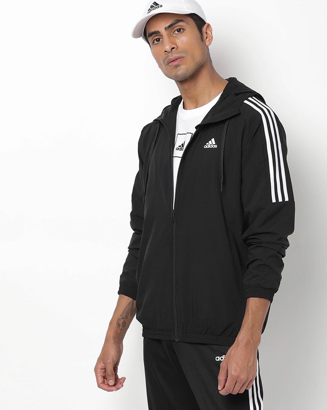 black hooded tracksuit