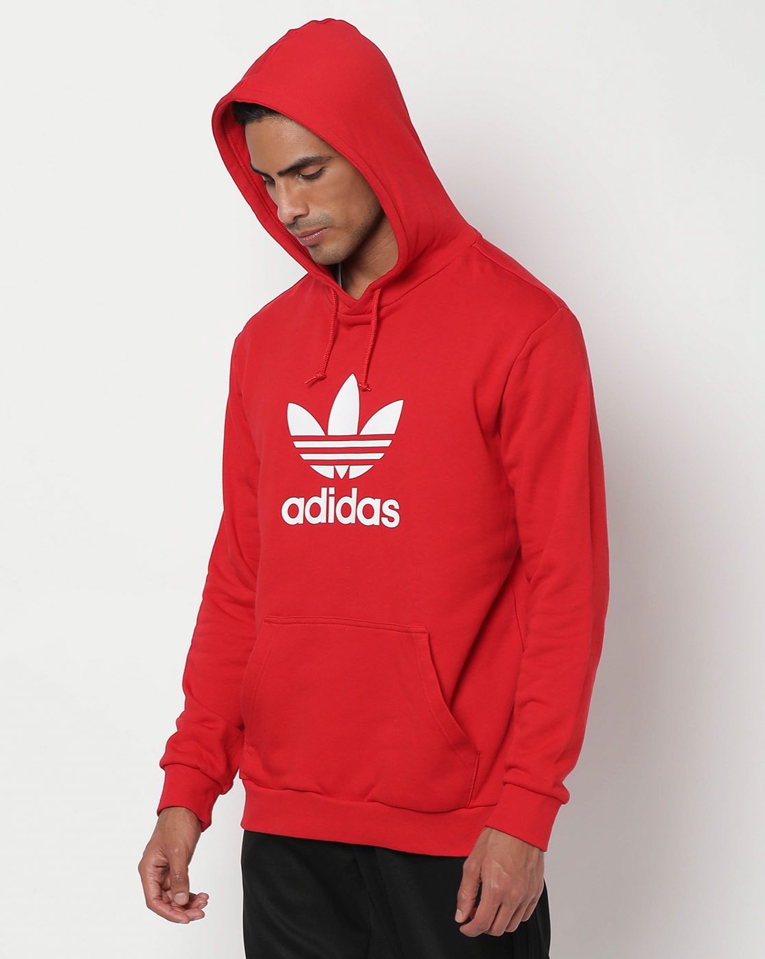 Adidas trefoil hoodie men's clearance red