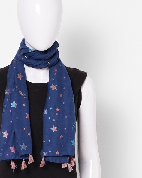 Space Print Scarf with Tassels Price in India