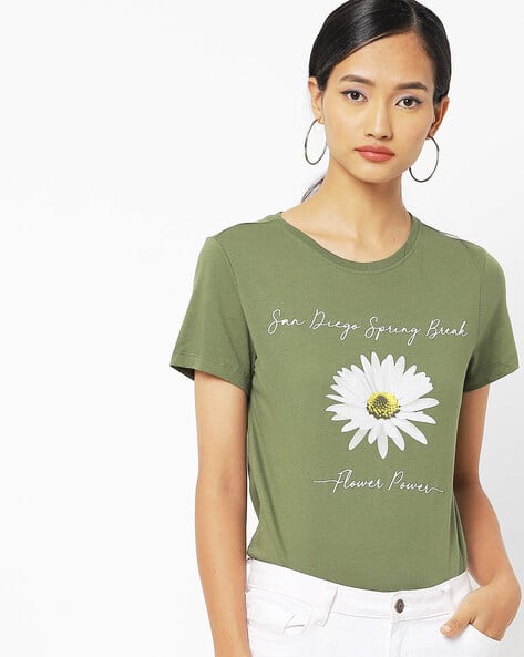 Floral Print Round-Neck T-shirt