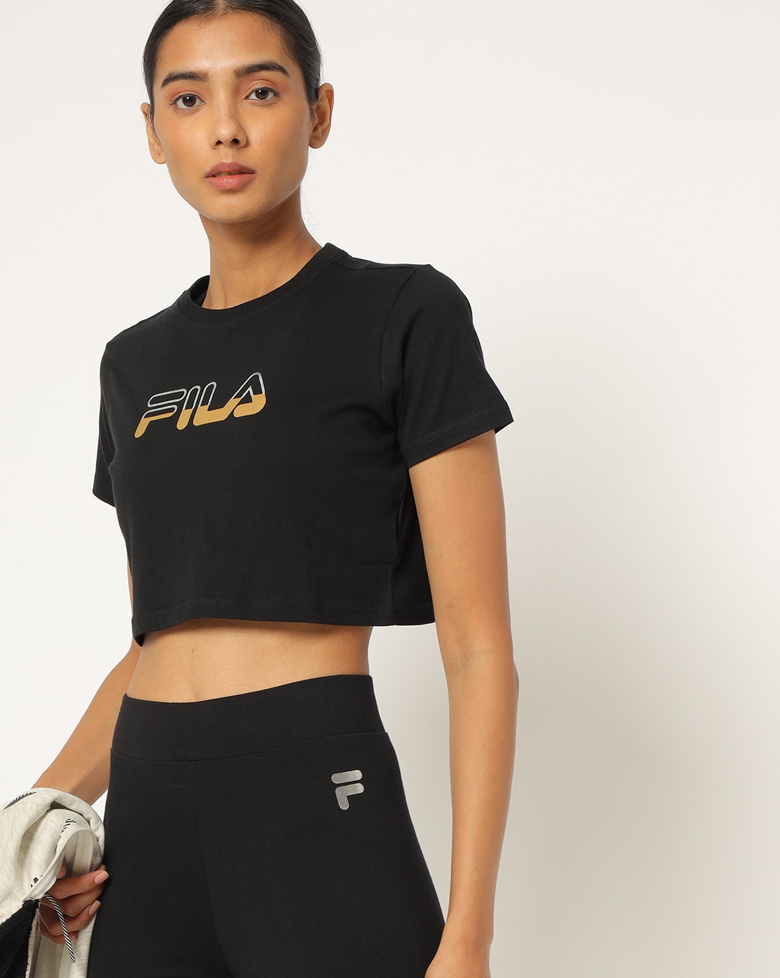 Fila crop top sale black