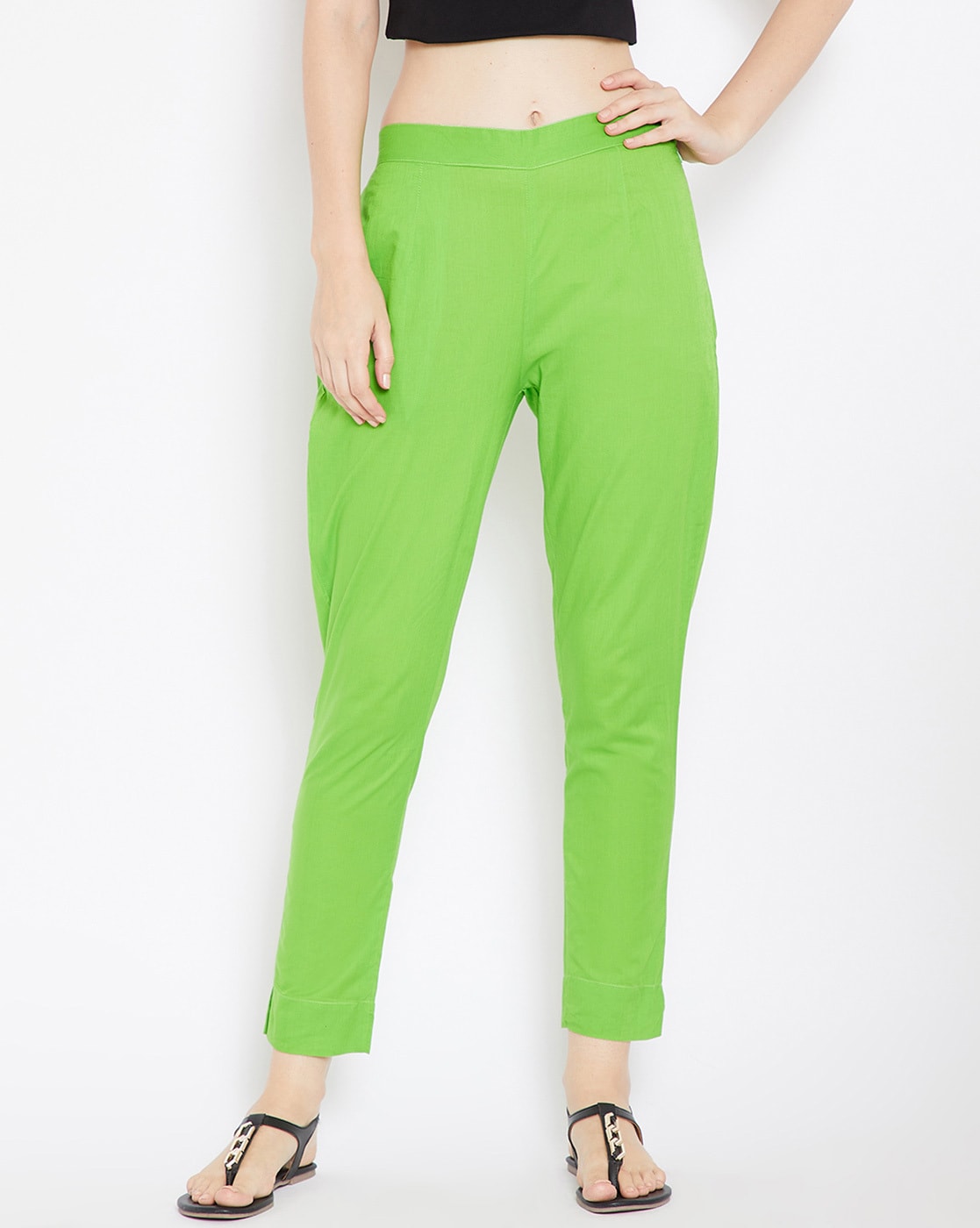 Buy Floerns Womens Solid High Waist Workout Long Pants Office Trousers  Lime Green L at Amazonin