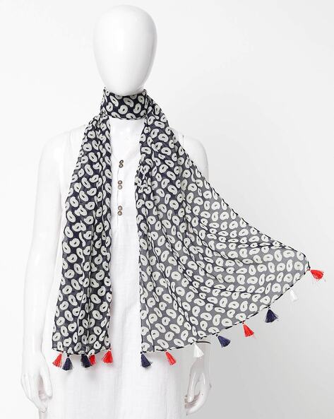 Paisley Print Scarf with Tassels Price in India