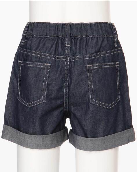 TABANA Women Casual Jean Shorts Roll Cuff Mid Waisted Comfy Elastic Denim  Short Pants 5 Pockets Stretchy Summer Beach Bottoms (Deep Blue,S,Small) at  Amazon Women's Clothing store