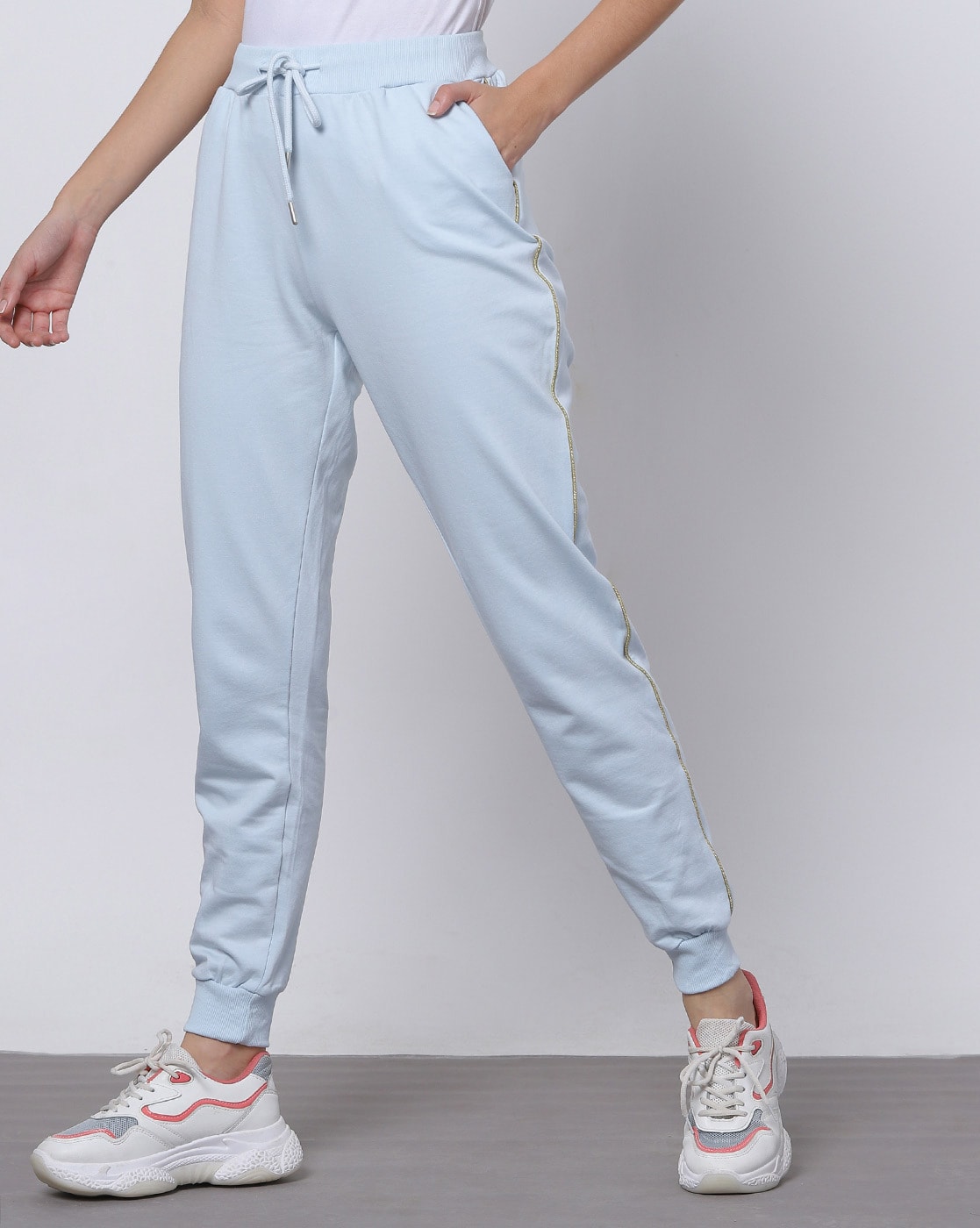 Women Logo Print Joggers with Drawstring Waist