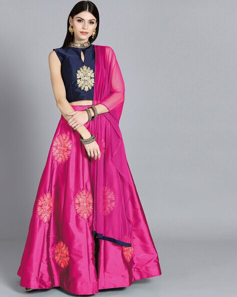 pink and blue lehenga online