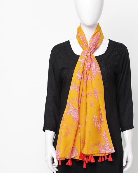 Printed Scarf with Tassels Price in India